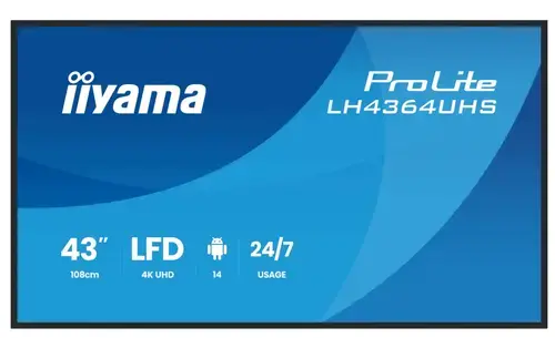 Ecran Profesional VA LED Iiyama 43inch LH4364UHS-B1AG, UHD (3840 x 2160), HDMI (Negru)