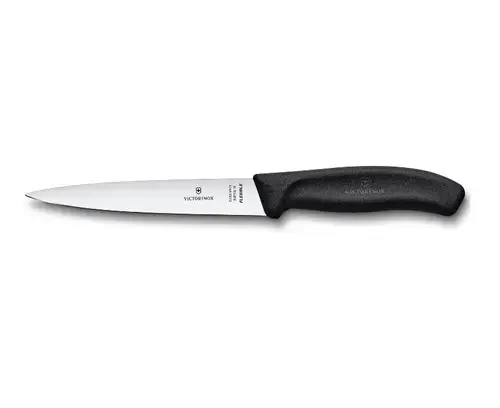 Cutit de filetat Victorinox Swiss Classic, lama flexibila 16 cm, varf ascutit, maner negru plastic (Negru)