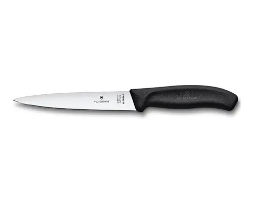 Cutit de filetat Victorinox Swiss Classic, lama flexibila 16 cm, varf ascutit, maner negru plastic (Negru)