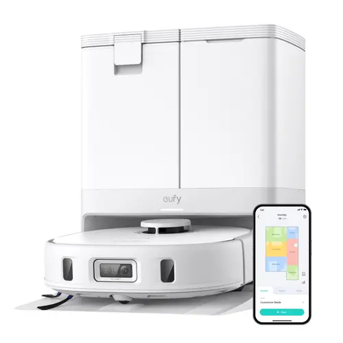 Aspirator robot eufy X10 Pro Omni, 8,000 Pa, Dual Mop, AI, Autonomie 120 minute, 60 W, Apa curata 3 l, Apa uzata 2.7 l, Recipient praf 2.5 l (Alb)