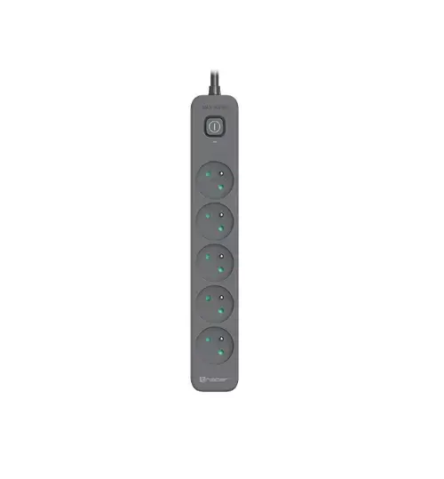 Prelungitor Tracer Power Line+, 5 prize, 5 m (Negru)