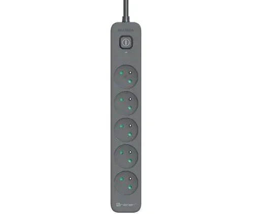 Prelungitor Tracer Power Line+, 1.8 m, 5 prize (Negru)