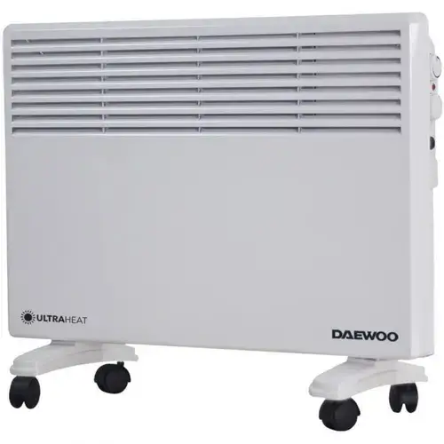Convector electric Daewoo DPH1500W, 1500 W, 2 trepte de putere, Protectie la supraincalzire, Termostat reglabil, Indicator luminos (Alb)