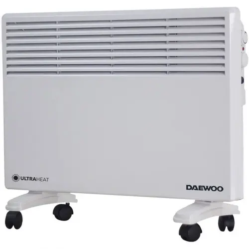Convector electric Daewoo DPH1500W, 1500 W, 2 trepte de putere, Protectie la supraincalzire, Termostat reglabil, Indicator luminos (Alb)