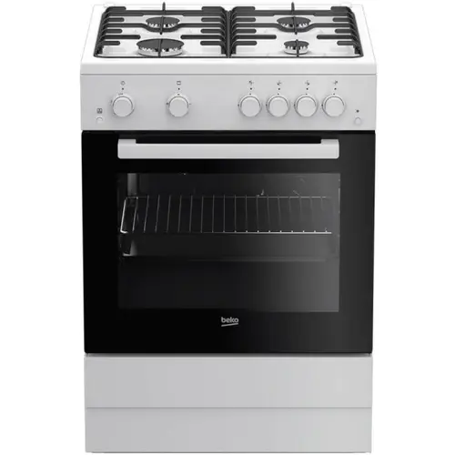 Aragaz Beko FBGT62110GWO, Gaz, 4 arzatoare, Timer, Iluminare cuptor, Siguranta flacara (Alb)