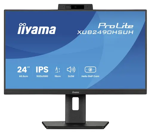 Monitor IPS LED Iiyama 23.8inch XUB2490HSUH-B2, Full HD (1920 x 1080), HDMI, DisplayPort, Boxe, Pivot, 100 Hz, 4 ms (Negru)