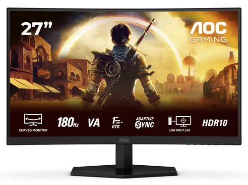 Monitor Gaming Fast VA LED AOC 27inch C27G42E, Full HD (1920 x 1080), HDMI, DisplayPort, Ecran curbat, Boxe, 180 Hz, 1 ms (Negru)