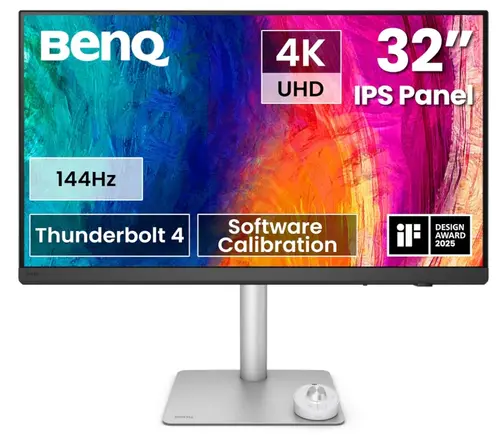 Monitor IPS LED BenQ 31.5inch PD3226G, UHD (3840 x 2160), HDMi, DisplayPort, Boxe, Pivot, 144 Hz, 1 ms (Alb/Argintiu)