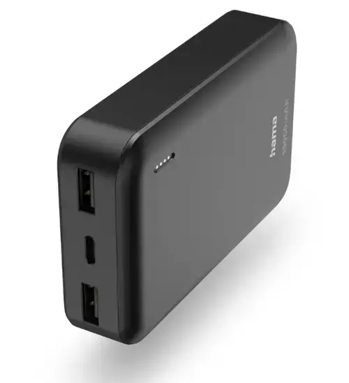 Acumulator extern Hama Pocket 10, 10000 mAh, 2x USB-A (Negru)