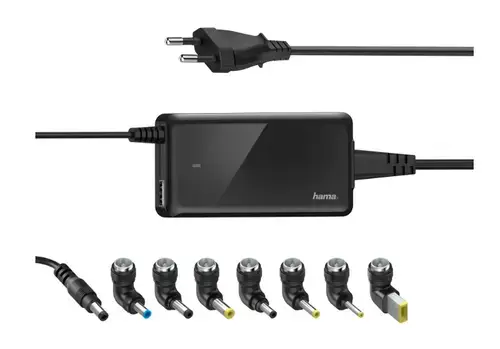 Incarcator universal pentru notebook HAMA Slim and Light 200000, 19 V, 65 W, 8 mufe (Negru)