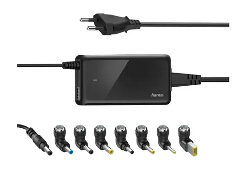 Incarcator universal pentru notebook HAMA Slim and Light 200000, 19 V, 65 W, 8 mufe (Negru)