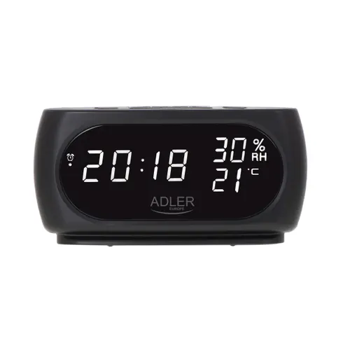 Ceas cu alarma digital Adler AD 1186, Temperatura, Umiditate, Display LED (Negru)