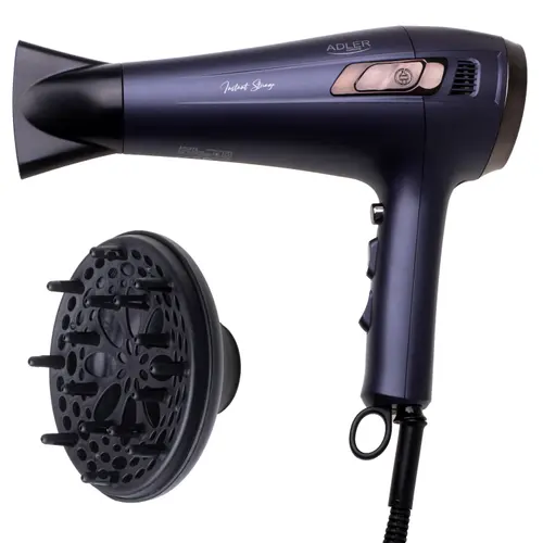 Uscator de par Adler AD 2273, 2400 W, 2 viteze, 3 setari temperatura, Difuzor volum, Concentrator de aer (Violet)