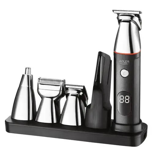 Aparat de tuns Adler AD 2946, Autonomie 60 minute, 6 atasamente, 4 piepteni (Negru/Inox)