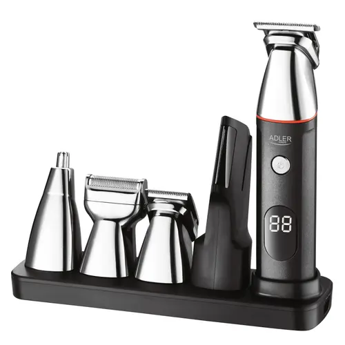Aparat de tuns Adler AD 2946, Autonomie 60 minute, 6 atasamente, 4 piepteni (Negru/Inox)