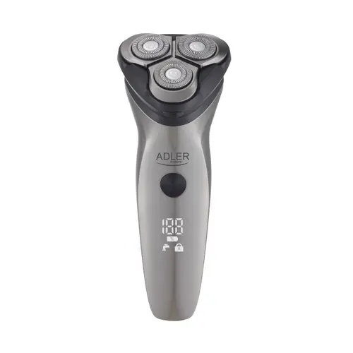 Aparat de ras electric Adler AD 2945, Autonomie 90 minute, Display LED, Trimmer barba, IPX7 (Gri)