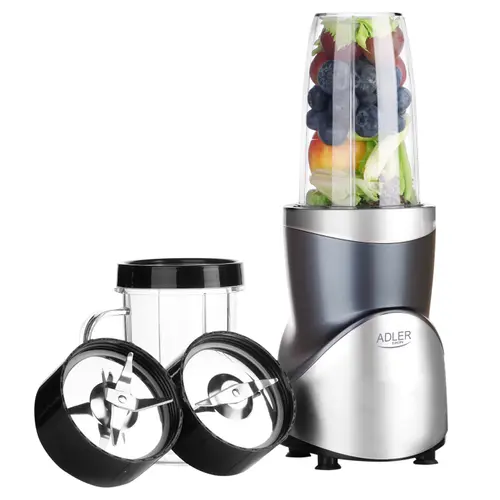 Blender Adler AD 4084 Set Smoothie, 1200 W, Recipiente de 0.3+0.5+0.5+0.7 L (Inox)