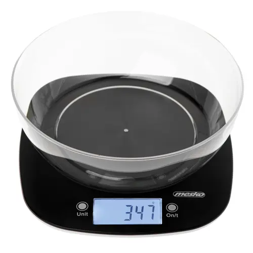 Cantar de bucatarie Mesko MS 3179b cu bol, max 5 kg, Bol 1.4 litri (Negru)