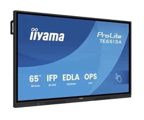 Display Profesional IPS LED Iiyama 64.5inch TE6513A-B1AG, UHD (3840 x 2160), HDMI, DisplayPort, Touchscreen (Negru)