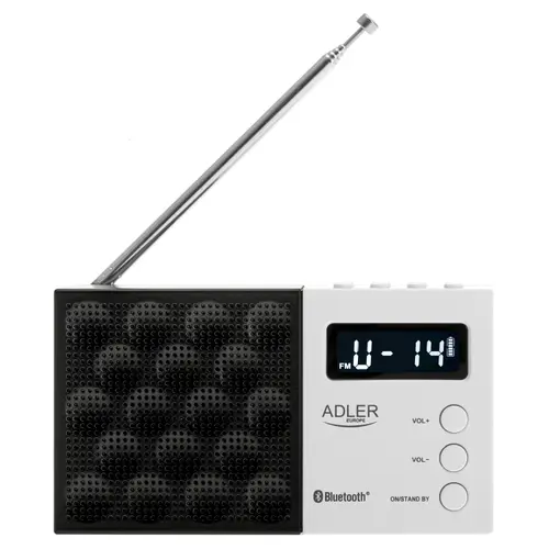 Radio digital Adler AD 1908, PLL FM/AM, Baterie reincarcabila 800 mAh, USB-C (Alb/Negru)