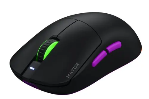 Mouse Hator Quasar 3 ULTRA, Wireless, Bluetooth, Wired (Negru/Mov)