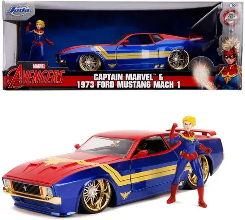 Masinuta Metalica Captain Marvel 1973 Ford Mustang Mach (Multicolor)