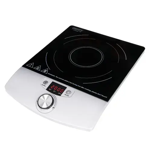 Plita cu inductie Camry CR 6515, 2000 W, Putere si temperatura reglabile, Temporizator 0-180 minute, Sticla ceramica (Negru/Argintiu)