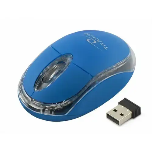 Mouse Titanum TM120B, Wireless, 3 butoane, USB (Albastru)