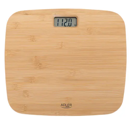 Cantar de baie din bambus Adler AD 8173, max 150 kg, Diviziune 100g, Baterie CR2032 (Maro)