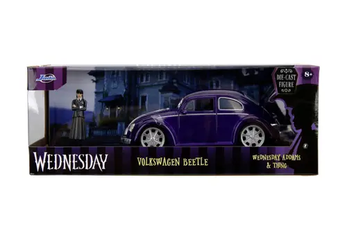 ​Masina cu figurina Jada Toys Volkswagen Beetle 1972 - Wednesday (Mov)