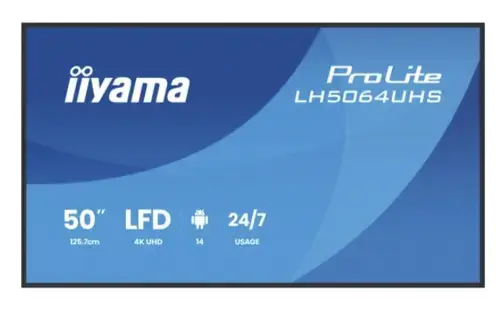 Display Profesional IPS LED iiyama ProLite 50inch LH5064UHS-B1AG, Ultra HD (3840 x 2160), HDMI, Boxe (Negru)