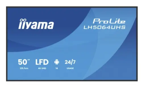 Display Profesional IPS LED iiyama ProLite 50inch LH5064UHS-B1AG, Ultra HD (3840 x 2160), HDMI, Boxe (Negru)