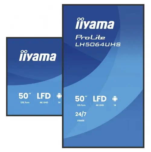 Display Profesional IPS LED iiyama ProLite 65inch LH6564UHS-B1AG, Ultra HD (3840 x 2160), HDMI, Boxe (Negru)