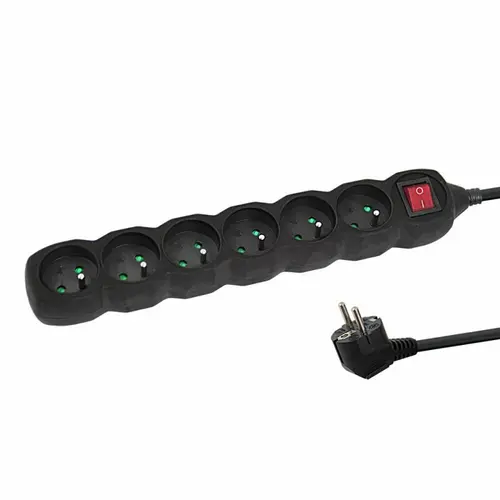 Prelungitor Esperanza ELK218K, switch ON/OFF, 6 prize, 3m (Negru)
