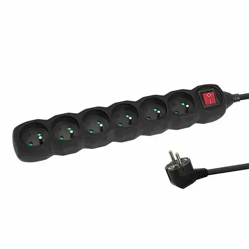 Prelungitor Esperanza ELK219K, switch ON/OFF, 6 prize, 5m (Negru)