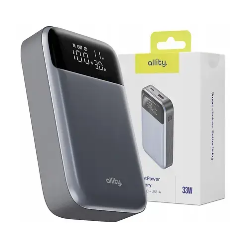 ​Acumulator extern Allity APB-200, PD QC, 33W, 10000 mAh (Gri)