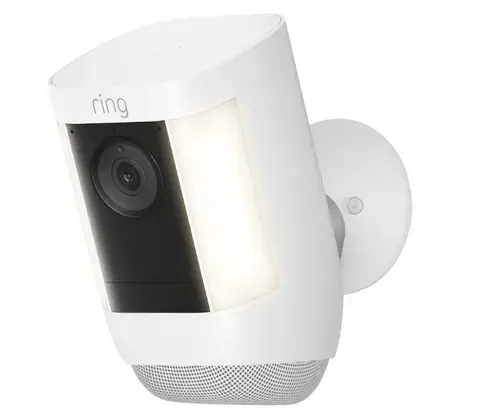Camera de supraveghere exterior Ring Spotlight Cam Pro Battery, 1080P, Wi-Fi, Microfon, Difuzor, LED incorporat, Amazon Alexa (Alb)