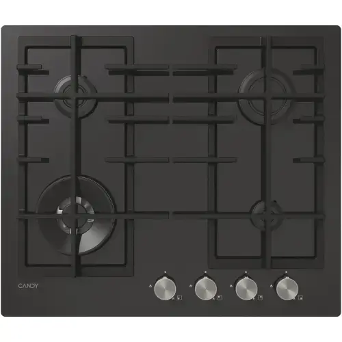 Plita incorporabila Candy CVFG6BF4PX, Gaz, 4 zone de gatire, Siguranta, 60 cm (Negru)