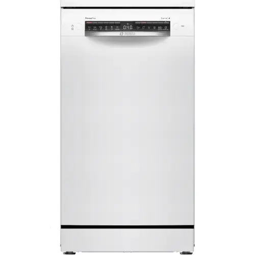 Masina de spalat vase Bosch SPS4HMW49E, 10 seturi, 6 programe, Home Connect, EcoSilence Drive, ExtraDry, Tab-count, Silence Plus,Sistem Rackmatic, Clasa E, 45 cm (Alb)