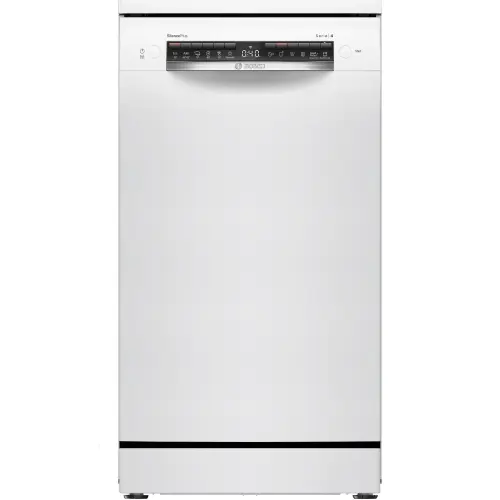 Masina de spalat vase Bosch SPS4HMW49E, 10 seturi, 6 programe, Home Connect, EcoSilence Drive, ExtraDry, Tab-count, Silence Plus,Sistem Rackmatic, Clasa E, 45 cm (Alb)