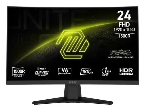 Monitor Gaming VA LED MSI 23.6inch MAG 244C, Full HD (1920 x 1080), HDMI, DisplayPort, Ecran curbat, 180 Hz, 1 ms (Negru)