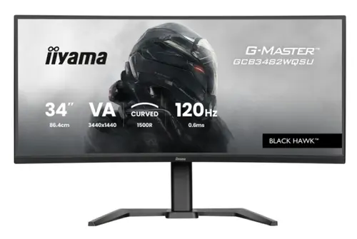 Monitor Gaming VA LED Iiyama 34inch GCB3482WQSU-B1, UWQHD (3440 x 1440), HDMI, DisplayPort, Ecran curbat, Boxe, 120 Hz, 0.6 ms (Negru)
