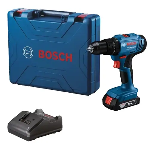 Masina de gaurit si insurubat BOSCH GSB 183-LI Profesional, 374-1815 rpm, cuplu 21/56/56 Nm, 1 x acumulator Li-ion 18V, 2 Ah, cutie (Albastru/Negru)