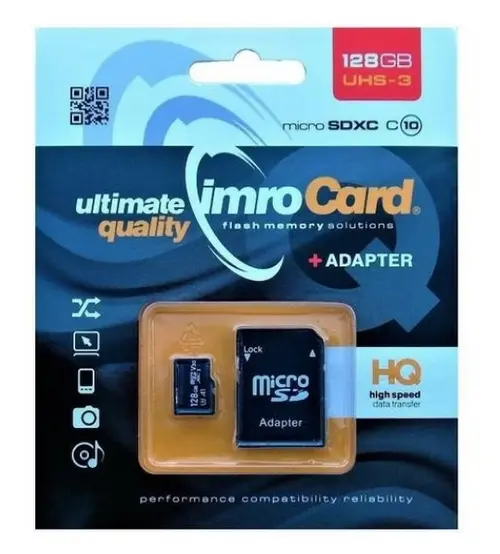 Card Memorie microSDXC Imro, 128Gb, Clasa 10 / UHS-1 U3, Cu Adaptor