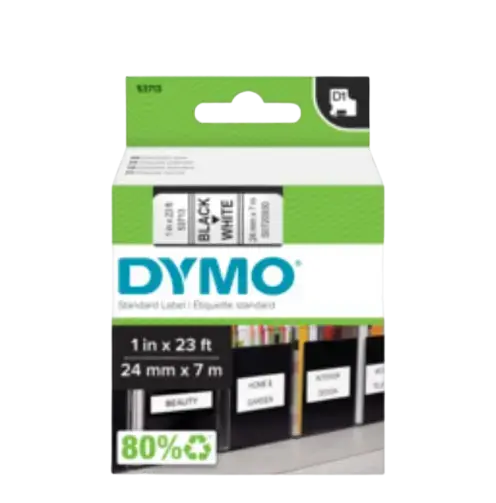 Banda laminata Dymo D1 53713, 24mm x 7m (Negru/Alb)