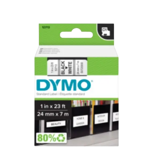 Banda laminata Dymo D1 53713, 24mm x 7m (Negru/Alb)