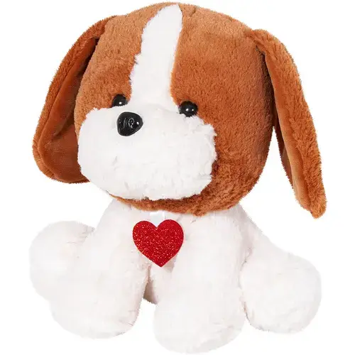 Jucarie de plus Stip Catelus Bingo, 25 cm (Alb/Maro)