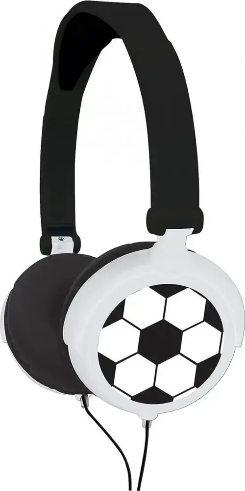 Casti pliabile cu fir Fotbal, Lexibook, Jack audio 3.5mm (Alb/Negru)