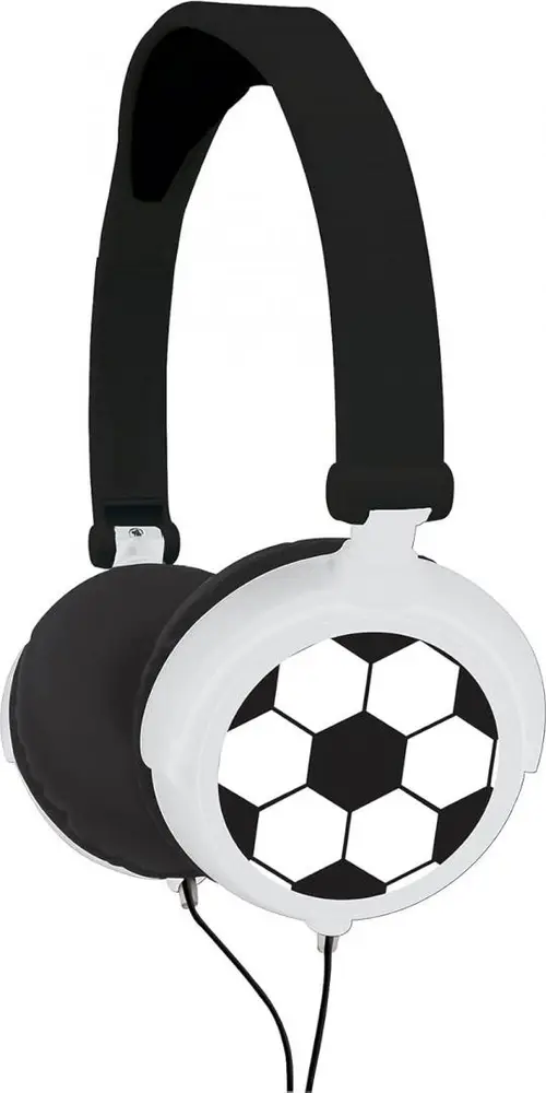 Casti pliabile cu fir Fotbal, Lexibook, Jack audio 3.5mm (Alb/Negru)