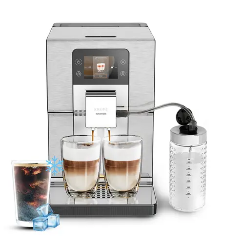 Espressor automat Krups EA 877 D Intuition Experience+, Ecran TFT Touchscreen, 21 bauturi, 1550 W, Rezervor 3 l, 15 bar, Rasnita cafea cu 5 setari (Argintiu)